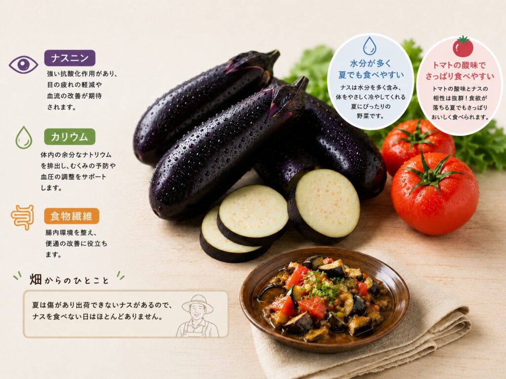 ナスに含まれる主な栄養成分