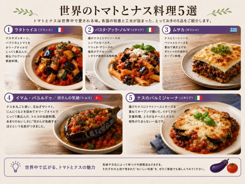 世界で親しまれているトマトとナスの料理5選